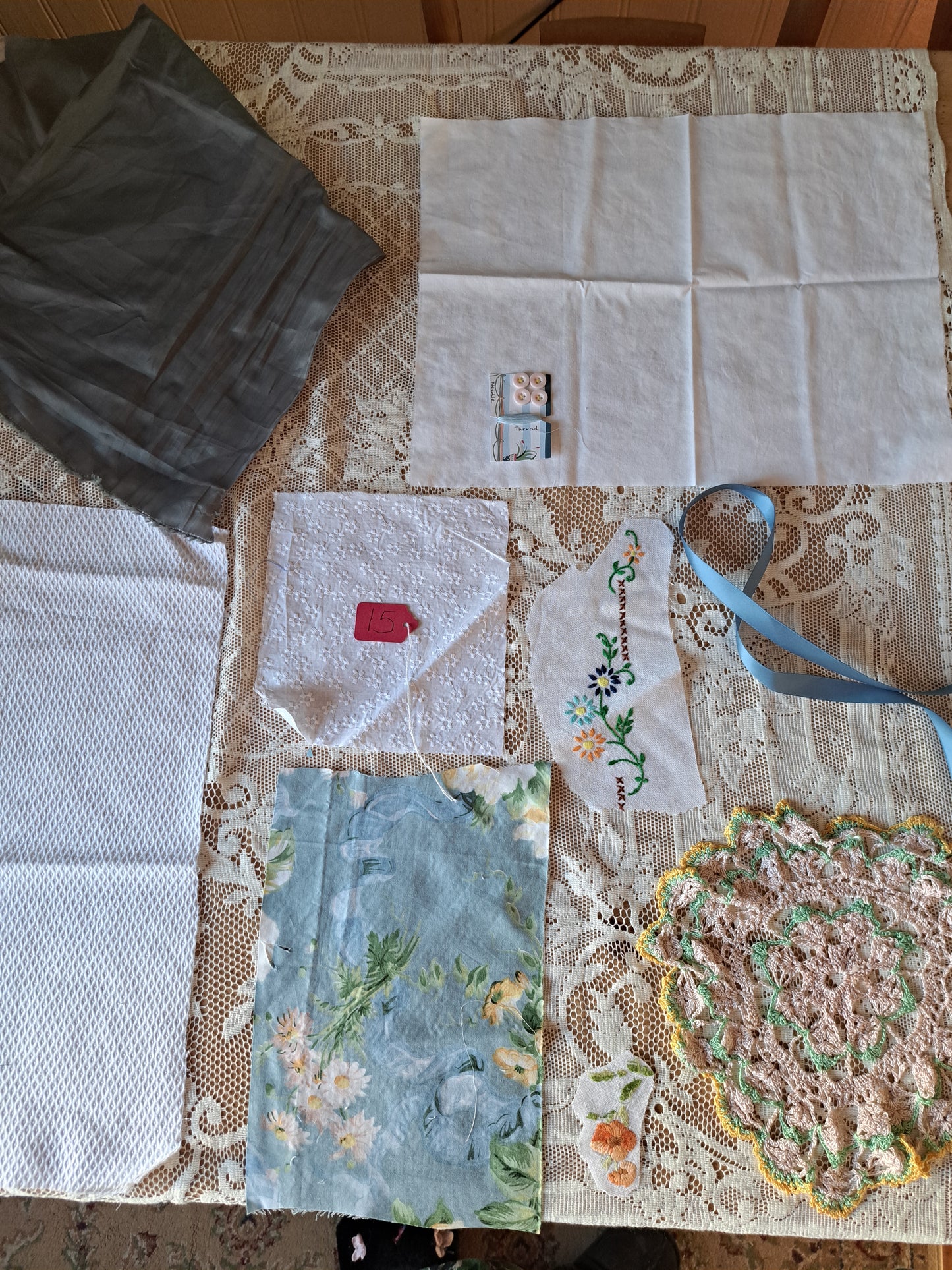Blues and yellows package contents. note the lace tablecloth in all of the photos is only for styling not included in these packages