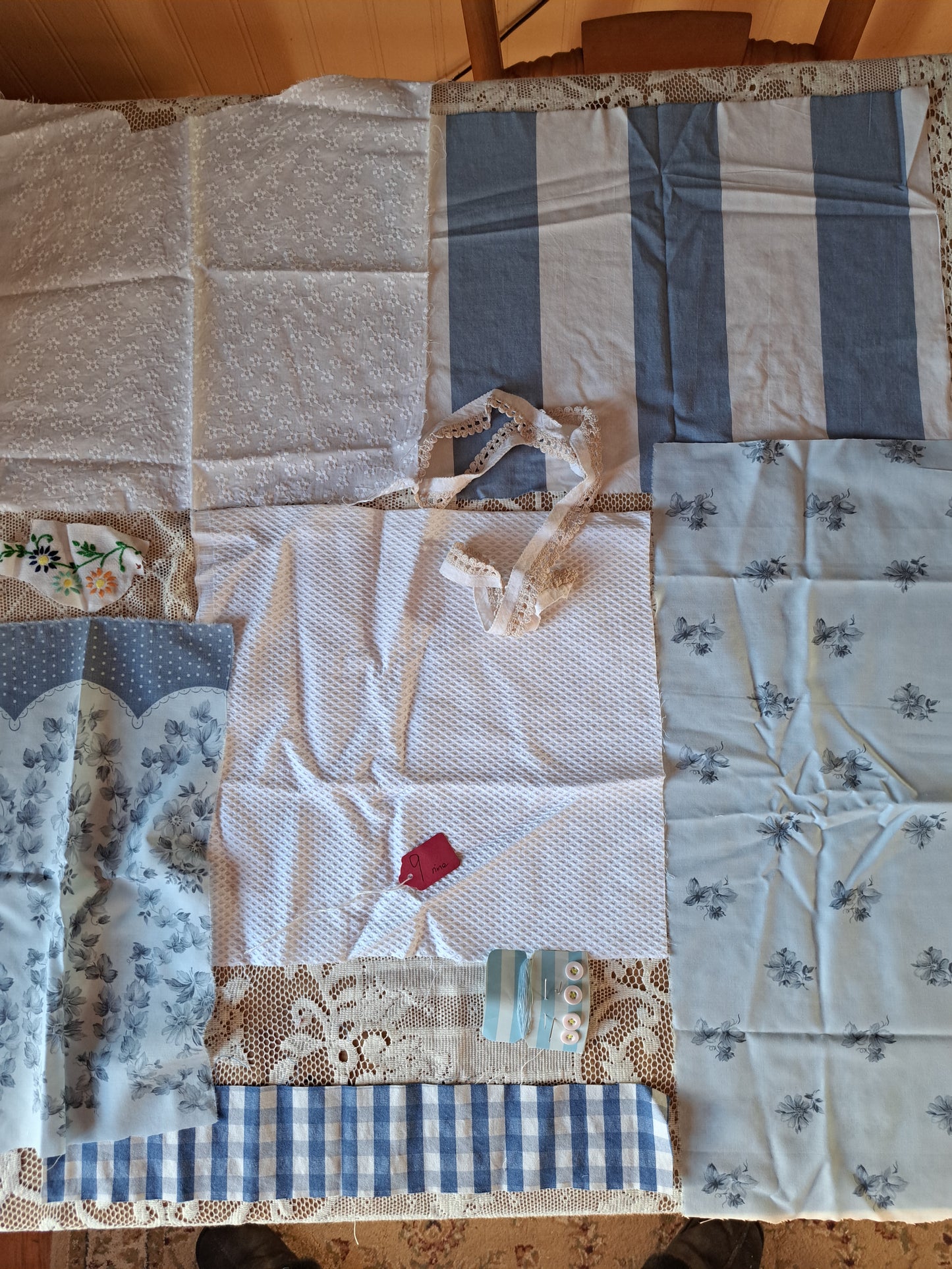 Blue and white package content- note the lace tablecloth in all of the photos is only for styling not included in these packages