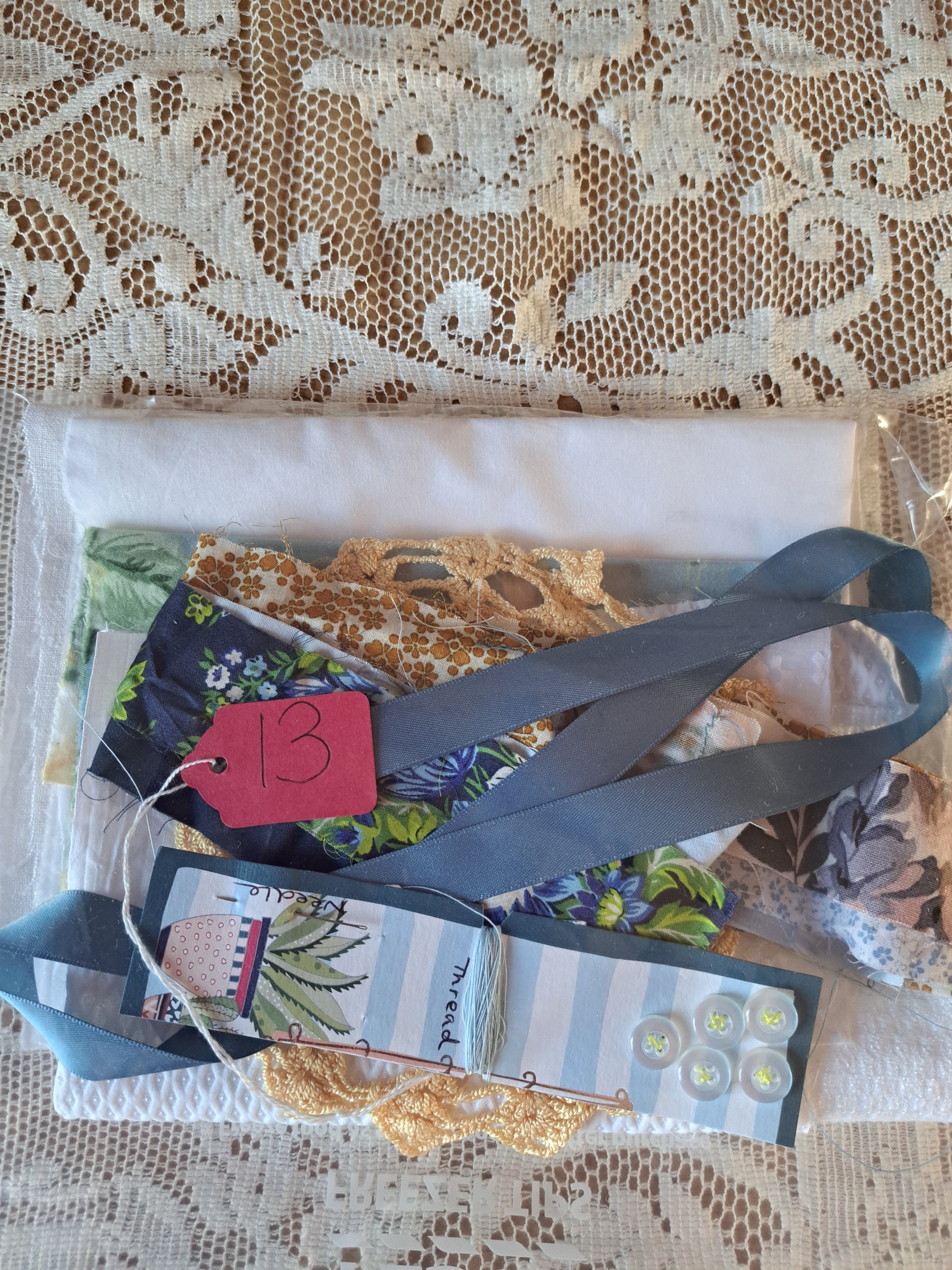 Blues and Yellows - note the lace tablecloth in all of the photos is only for styling not included in these packages. Please add on gift wrapping and box if required This will be an extra charge.  Otherwise this is your package and will arrive in a see through bag